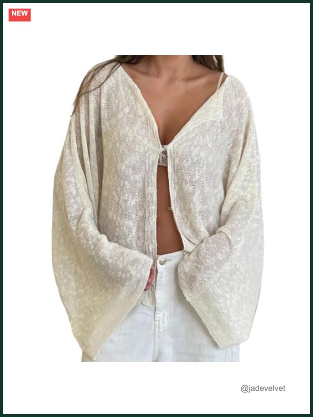 Loose Knit Cardigan Boat Neck Long Sleeve Hook Eye Acrylic